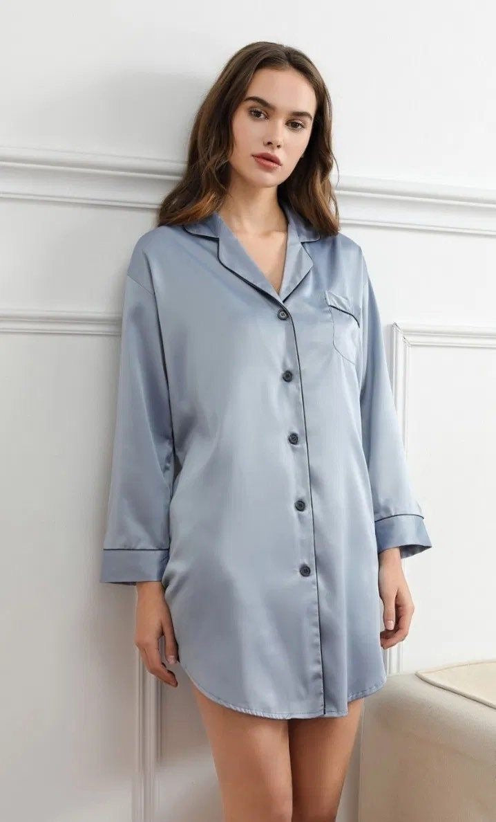 Bata Camisera en Satín – Suavidad, Elegancia y Estilo | Talla Única
