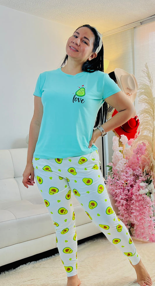 Pijama Mujer Aguacates – Conjunto de Camiseta y pantalon estilo jogger