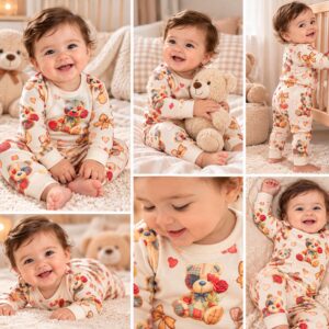 Pijama bebe osito patchwork